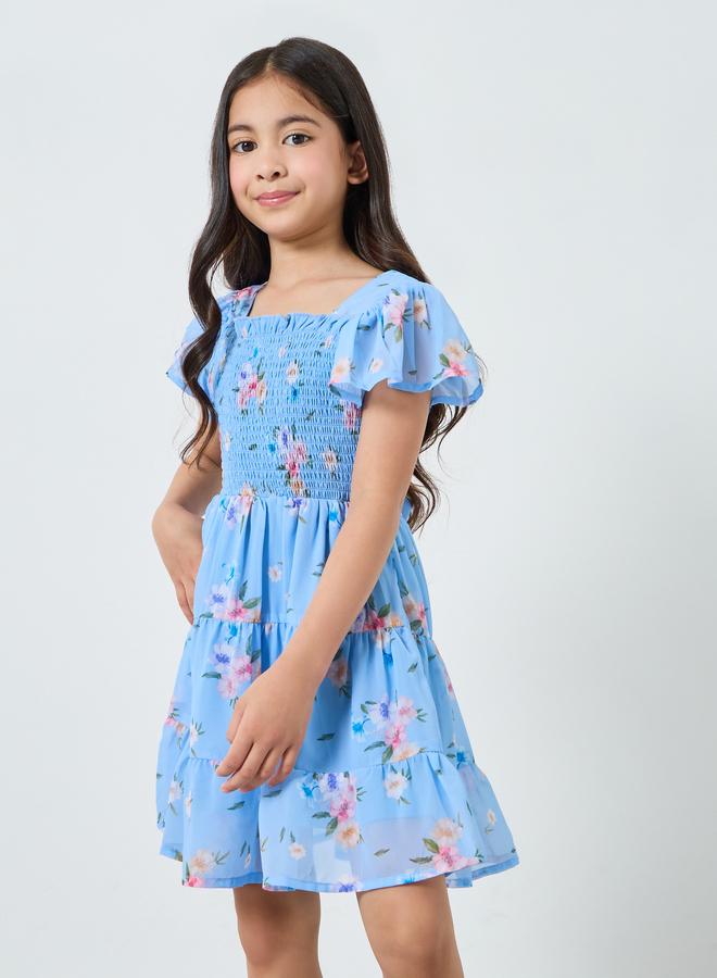 ستايلي فستان قصير بتصميم واسع وطبعة أزهار - Image 1